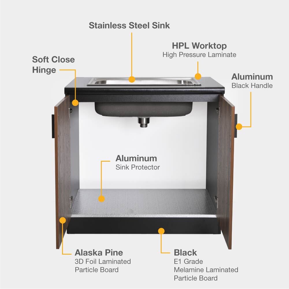 Roven Kitchen Cabinet Sink Base Unit (KC901S-B+AP-With Sink)